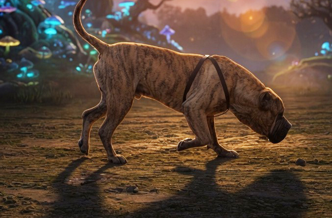 Majestic brown Presa Canario standing proudly on a lush green field
